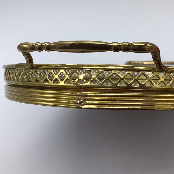 Italian Wood Inlay Oval Serving Tray - Picture 4 of 10